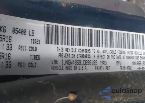 2001 Jeep Grand Cherokee Laredo из США, поврежденный, VIN 1J4GW48S91C698189